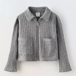 Zara RIBBED ZIPPERED JACKET